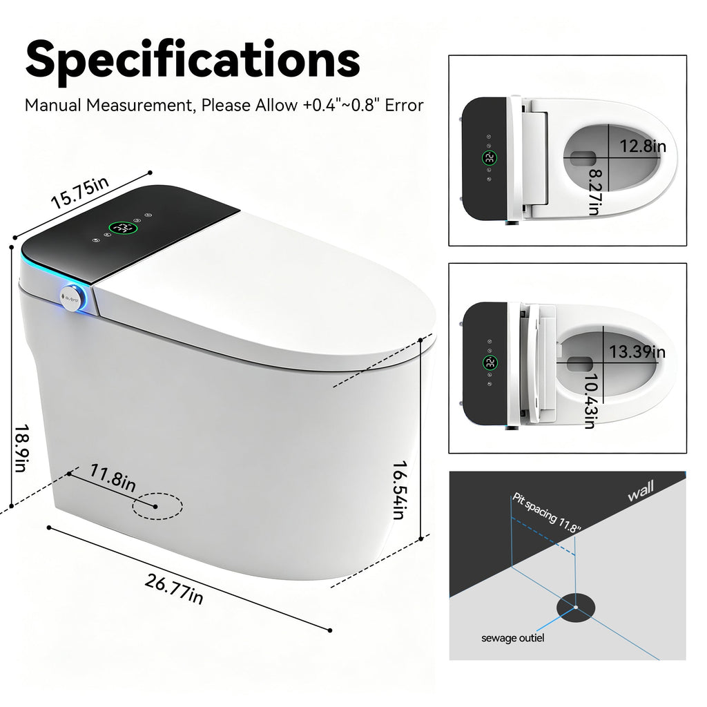 Smart Toilet with Heated Bidet Seat