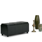 Avalon Upholstered Storage Ottoman with Flip-Over Serving Trays - Multiple Colors