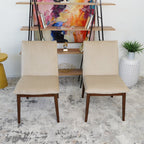 Monza Contemporary Dining Chair Set with Solid Wood Frame - Beige or Dark Green