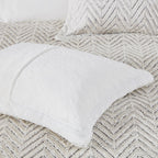 Full/Queen Ultra Plush Down Alternative Comforter Set with Chevron Pattern - Ivory