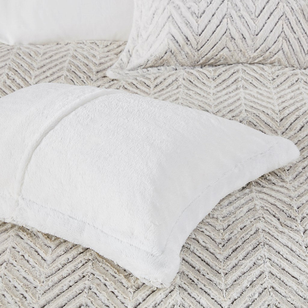 Full/Queen Ultra Plush Down Alternative Comforter Set with Chevron Pattern - Ivory
