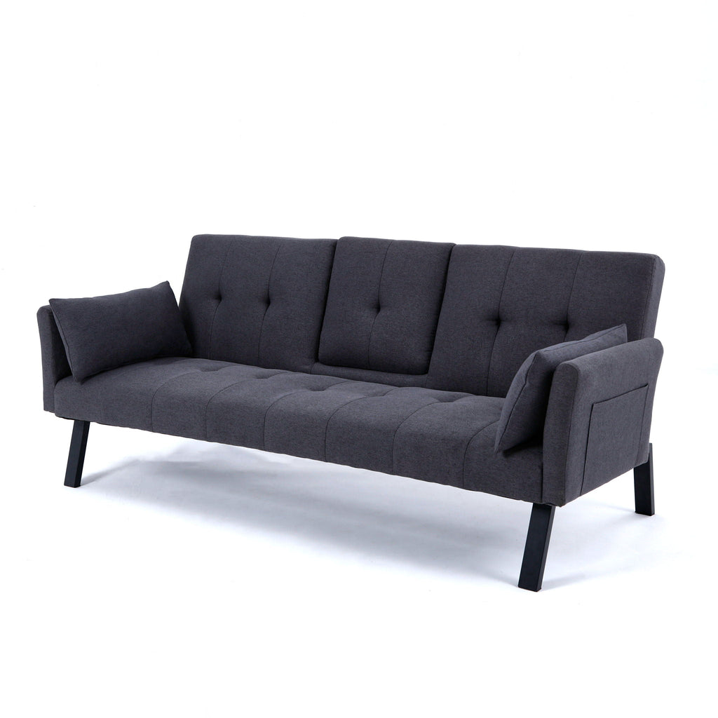 Foldable Sofa Bed with Cup Holder and Solid Wood Frame - Multiple Colors