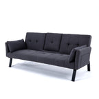 Foldable Sofa Bed with Cup Holder and Solid Wood Frame - Multiple Colors