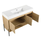 Modern Bathroom Vanity Combo with Single Resin Sink and Storage Cabinet - Light Brown