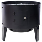 Portable Charcoal Smoker Grill with 3-in-1 Cooking Functionality - Black