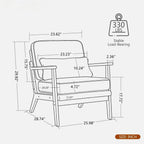 Living Room Chair with Lumbar Pillow and Solid Wood Frame - Dark Gray, Dark Green, Beige