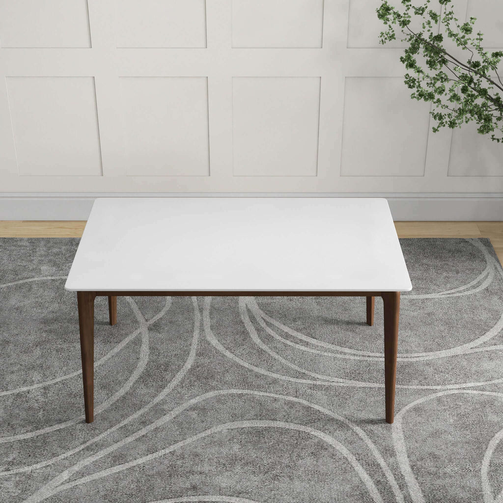 Rectangular Modern Dining Table with Solid Wood Construction – Dark Brown or White