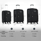 Expandable Softside Luggage 3 Piece Set with Spinner Wheels - Multiple Colors