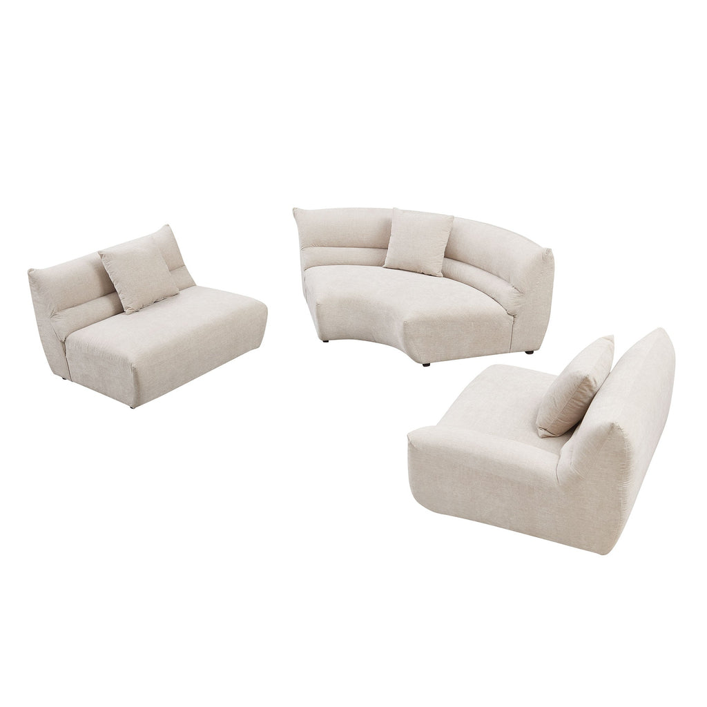 Modular Curved Sectional Sofa with Free-Form Configuration - Polyester
