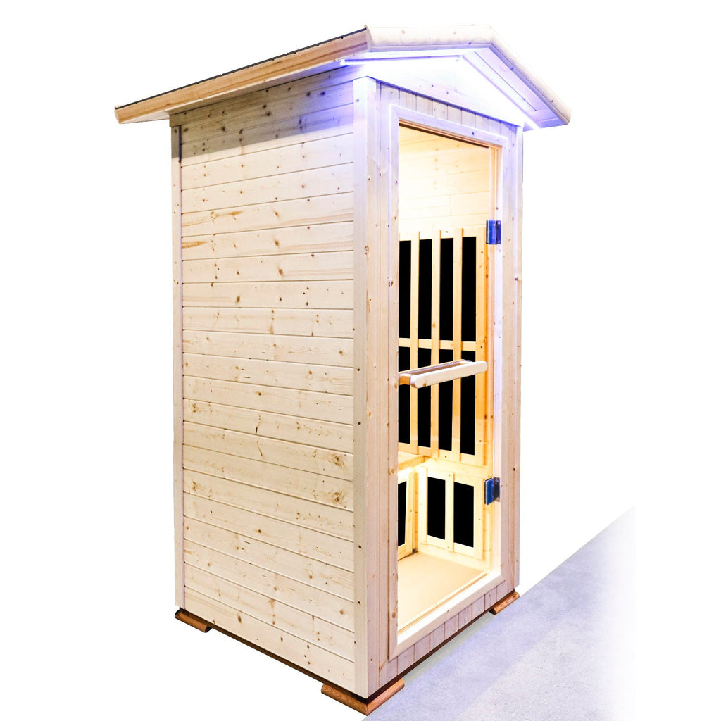 Single Person Spruce Infrared Sauna with Bluetooth Audio - Natural