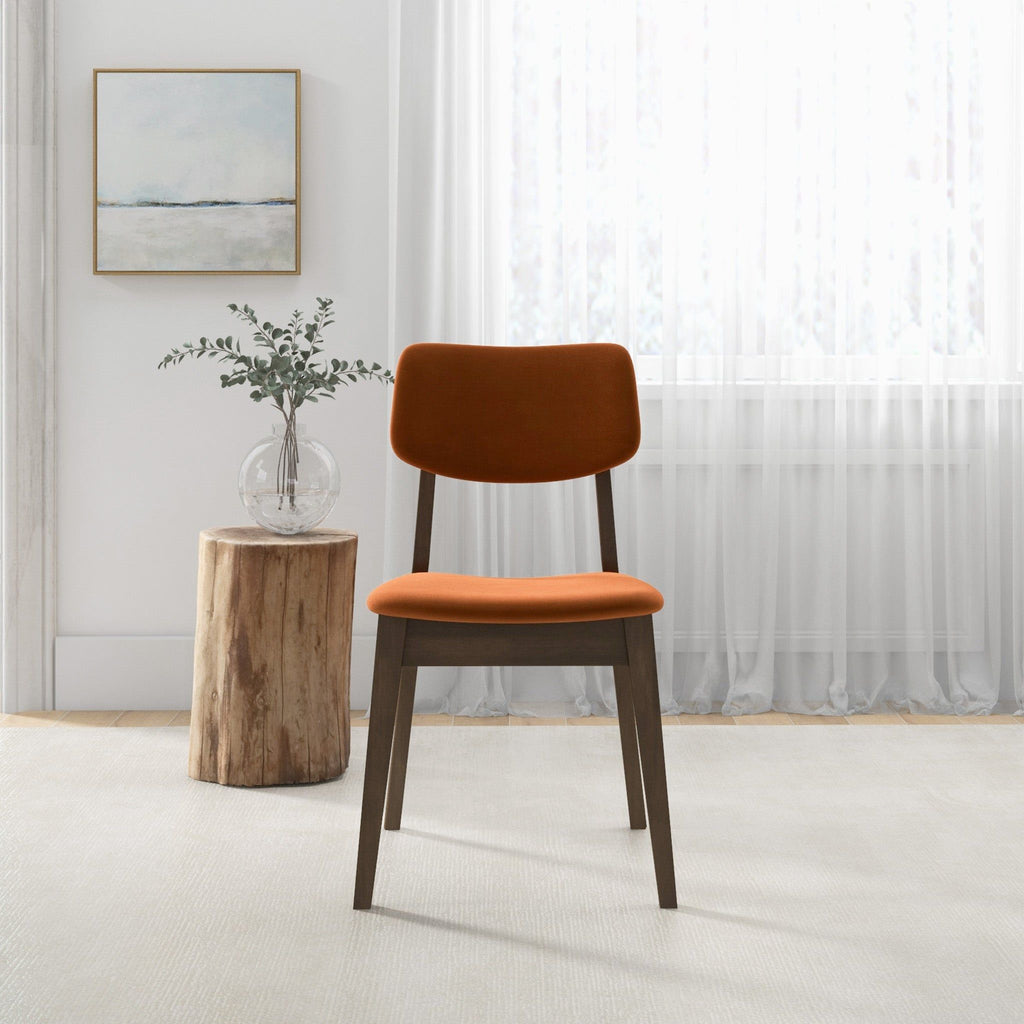 Solid Back Side Chair Set with Mid-Century Modern Design - Multiple Colors