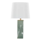Curvo Square Contemporary Table Lamp with Twisted Ceramic Base - Green or Beige