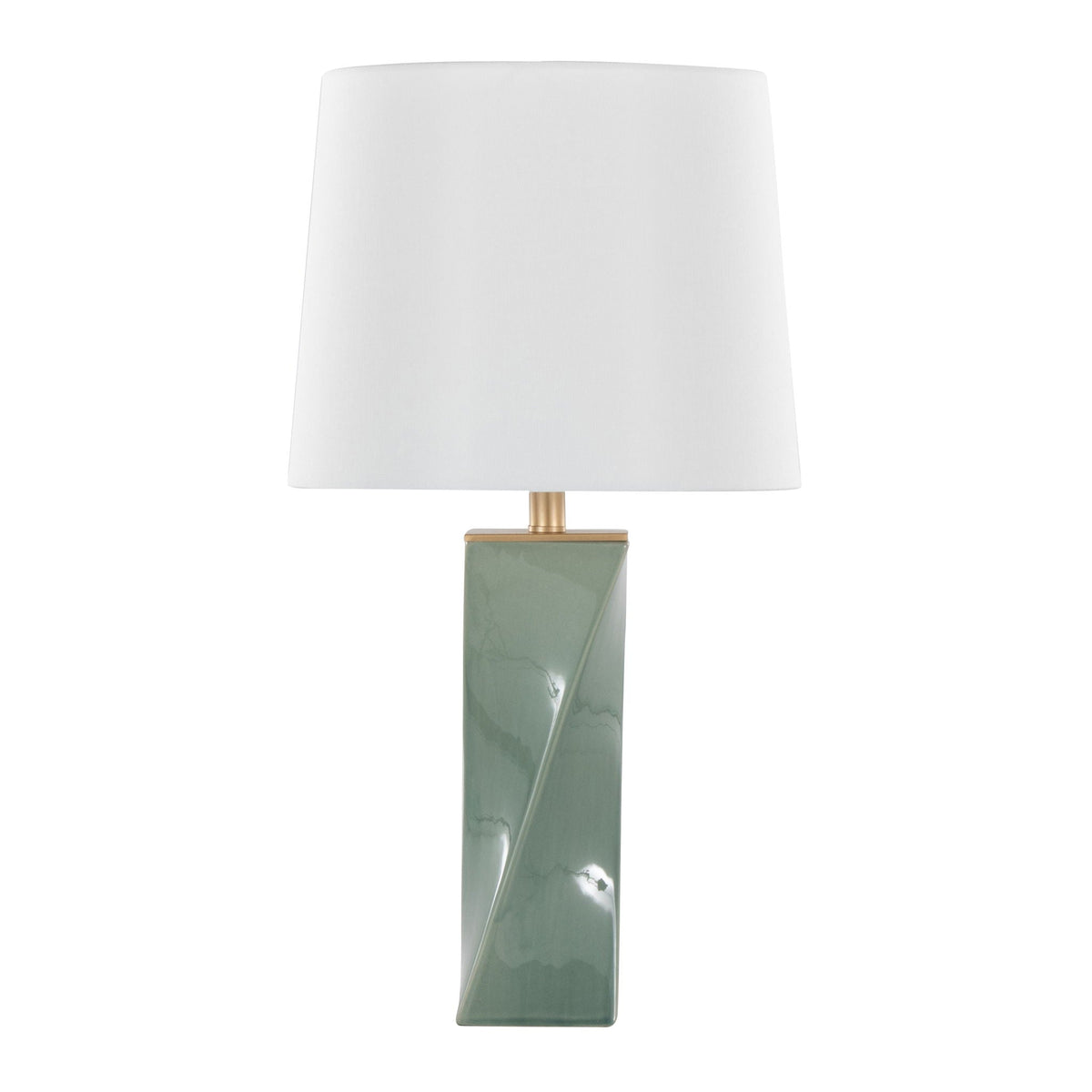 Curvo Square Contemporary Table Lamp with Twisted Ceramic Base - Green or Beige