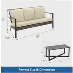 2 Piece Outdoor Patio Set with Cushions & Coffee Table - Gray or Beige