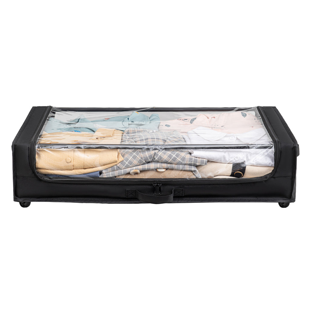 Set of 2 Under-Bed Rolling Storage Containers with Wheels - Polyester