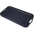 Pre-Seasoned Cast Iron Reversible Rectangular Grill Griddle with Dual-Sided Design - Black
