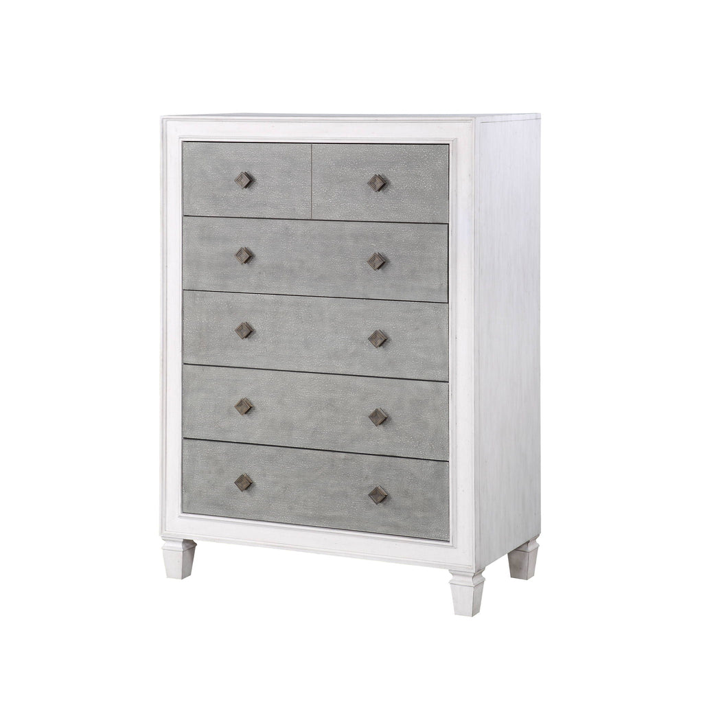 Katia Weathered Chest White Transitional Accent Chest with Smooth Drawer Operation - White