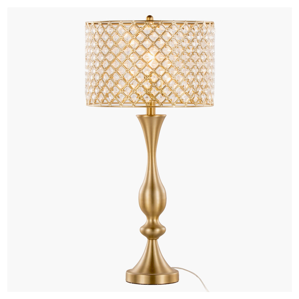 Contemporary Table Lamp with Crystalline Shade - Gold, Black, or Gray