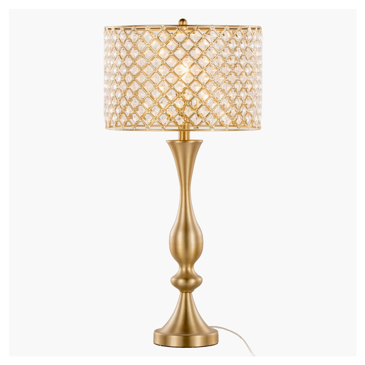 Contemporary Table Lamp with Crystalline Shade - Gold, Black, or Gray
