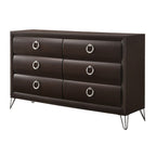Brown Dresser with Stainless Steel Hardware and V Legs
