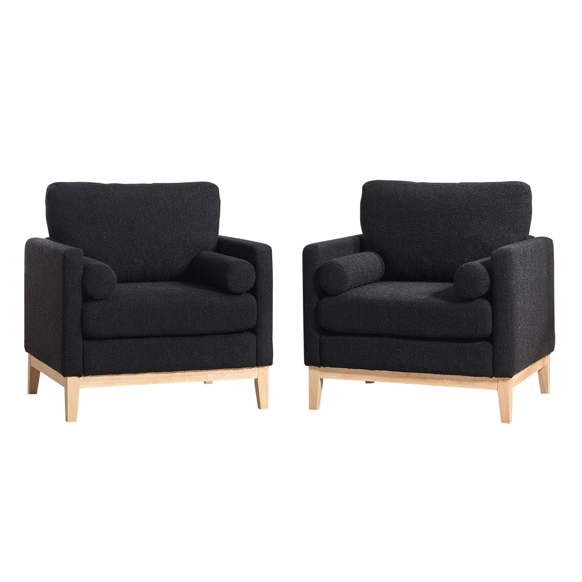 Wide Modern Performance Accent Chair With Natural Legs