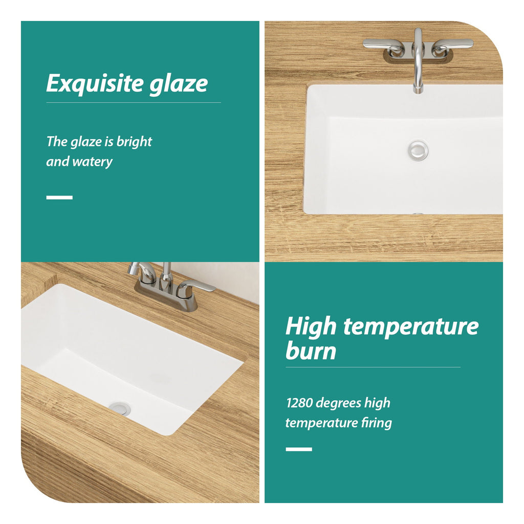 Modern Ceramic Undermount Bathroom Sink with Overflow - White or Black