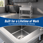 Stainless Steel Utility Sink with Large Compartment & Pull-Out Faucet - Silver