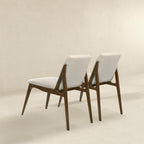 Elegant Dining Chair Set with Upholstered Fabric - Light Brown or Beige