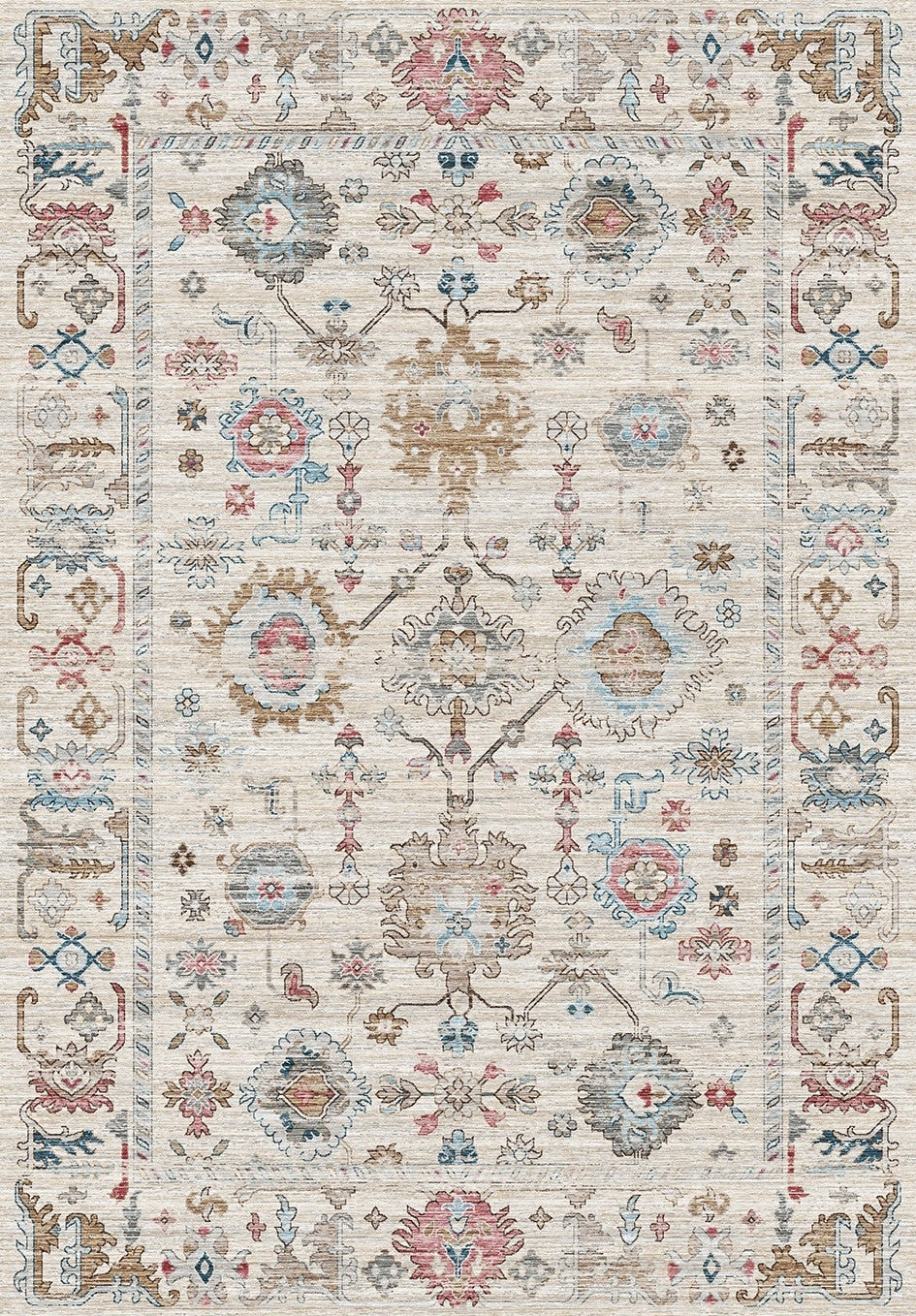 Oxford Premium Traditional Rug with Stain Resistant Polyester - Multi