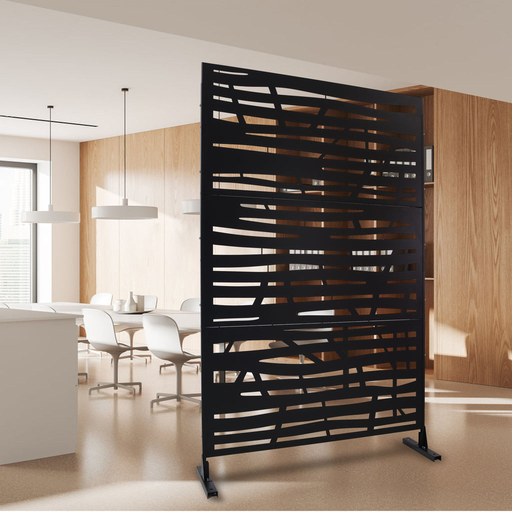Metal Privacy Screen Room Divider with Durable Construction - Black, White, Dark Brown