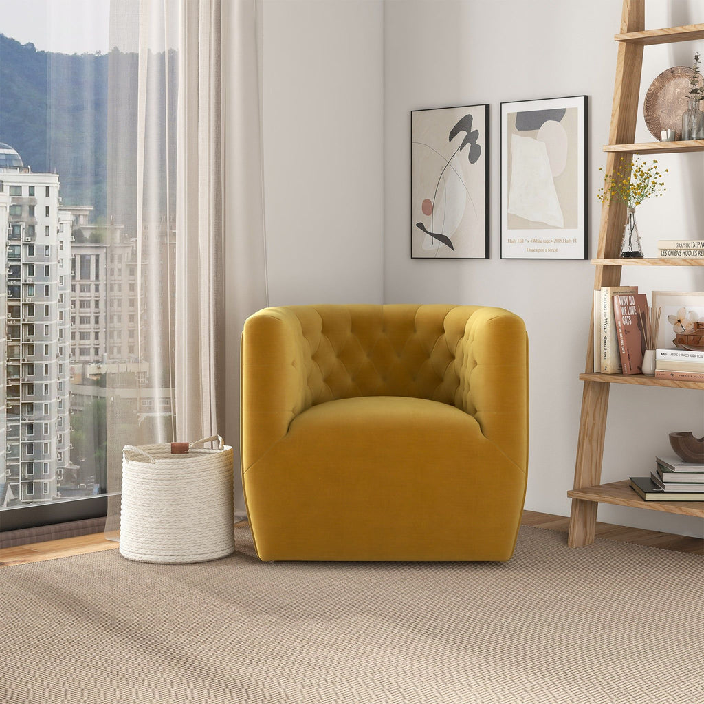 Ergonomic Design Swivel Chair with Tufted Accent - Multiple Colors