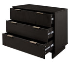 Solid Wood 3 Drawer Dresser with Ribbed Fronts - Multiple Colors