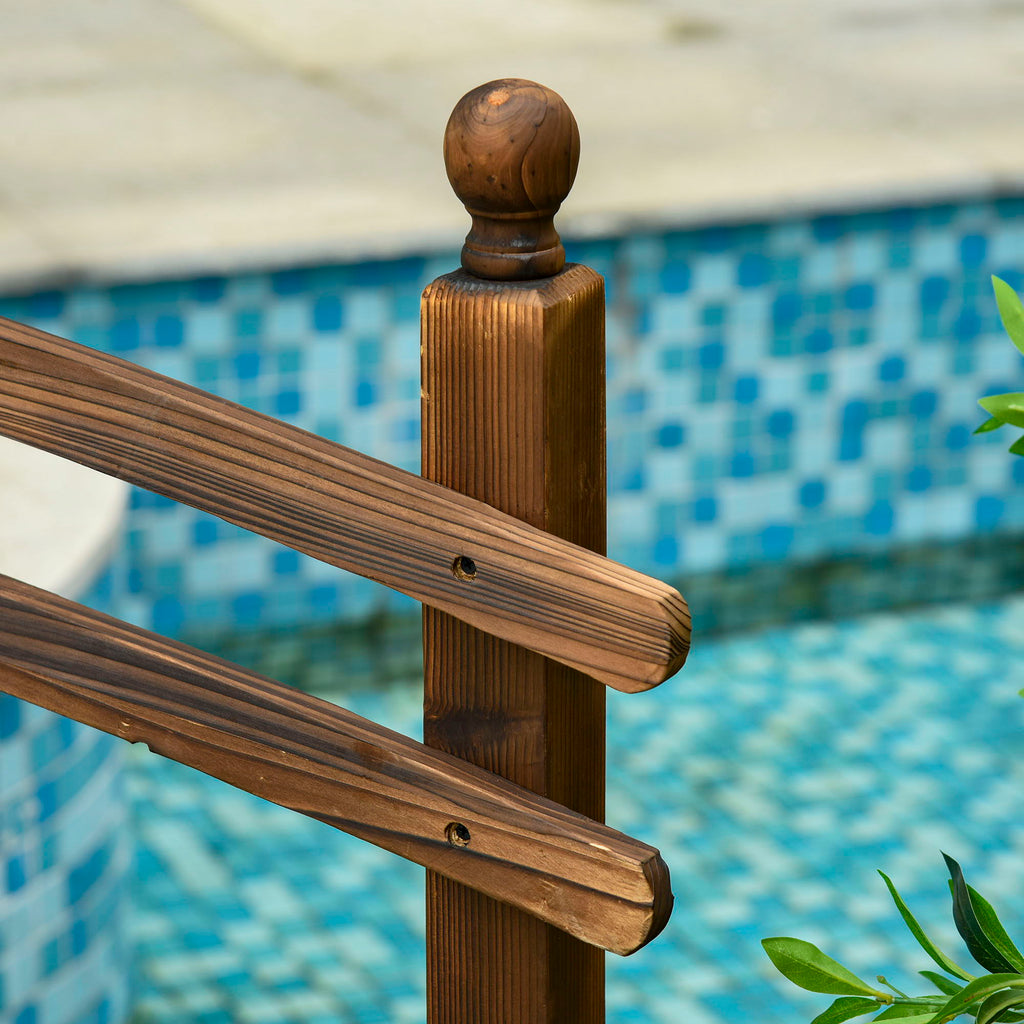 Fir Wood Garden Bridge Arc Walkway with Side Railings - Brown