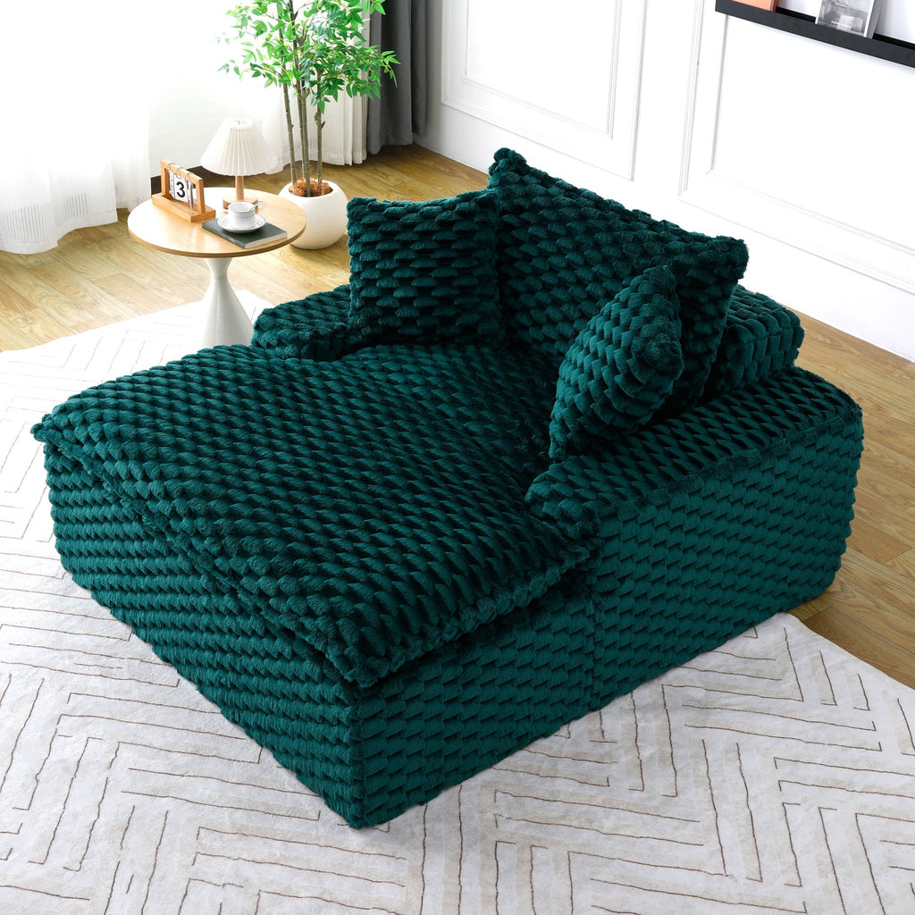 Green Comfort Bearing Stationary Sofa with 2 Pillows and 1 Backrest