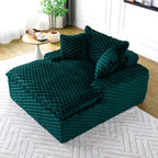Green Comfort Bearing Stationary Sofa with 2 Pillows and 1 Backrest