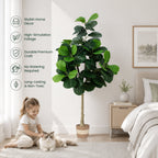 Artificial Fiddle Leaf Fig Tree 5.5FT with Planter - Green