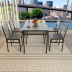 Extendable Dining Table Set with 4 Chairs – MDF and Metal