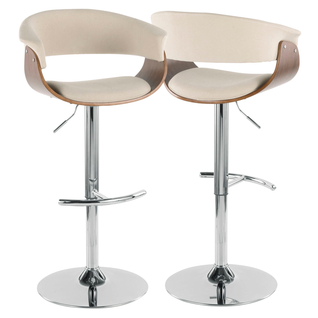 Mid Century Modern Adjustable Height Barstool Set with Swivel – Gray or Beige