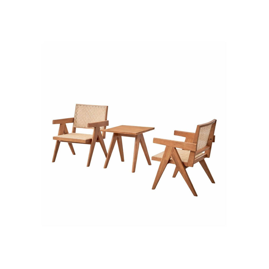 Natural 3 Piece Accent Chair Set with Matching End Table