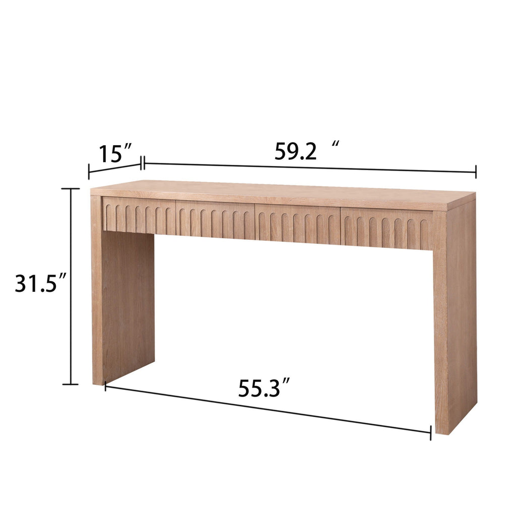 Modern Console Table with 4 Drawers - Wood Finish