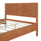 Queen Size Wood Platform Bed Frame with Classic Panel Headboard - Brown or Natural