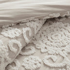 Taupe Cotton Comforter Mini Set with Tufted Chenille Embroidery - King