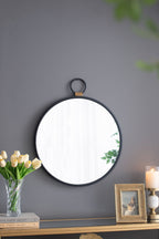 Black Contemporary Wall Mirror with Minimalist Frame - 24" W x 27.5" H