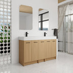 60" Double Sink Bathroom Vanity with Extra-Large Storage - Light Oak