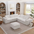 Sectional Sofa with Moveable Ottoman and Modular Design - Multiple Colors