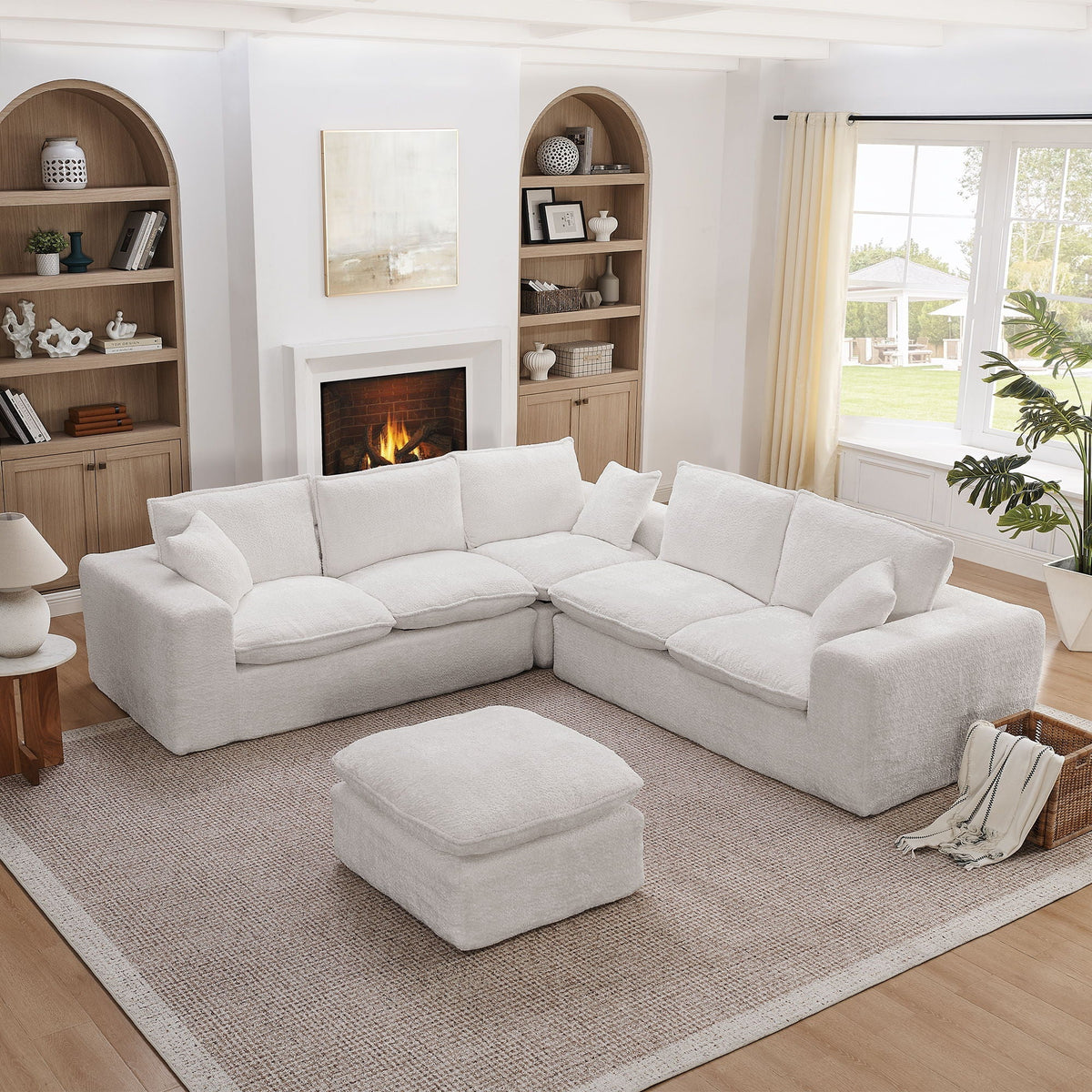 Sectional Sofa with Moveable Ottoman and Modular Design - Multiple Colors