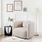 Japandi Style Accent Square Chair with Solid Wood Legs - Beige or White