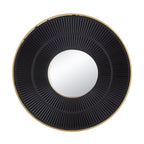Round Wooden Wall Mirror with Iron Frame - Neutral Colorway