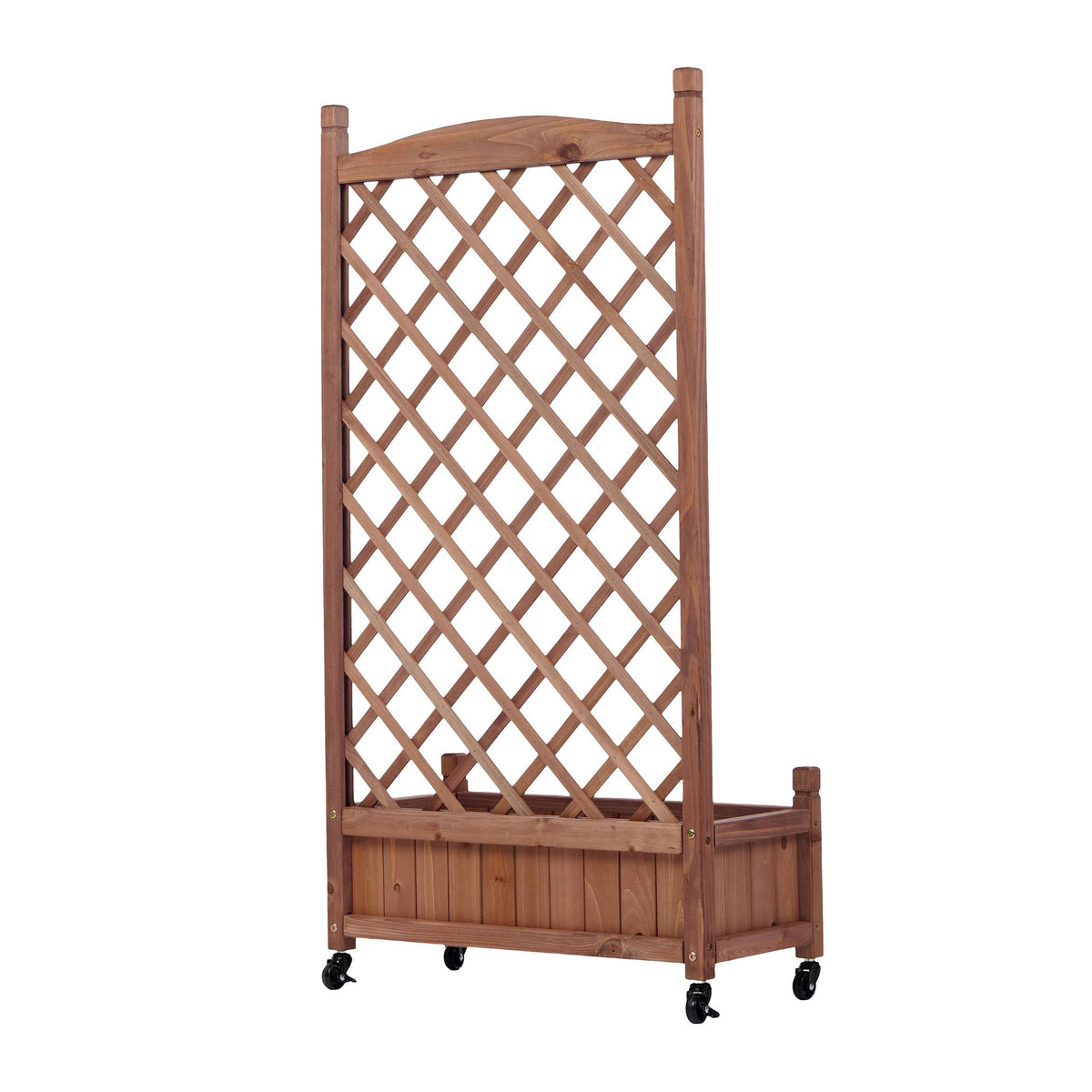 Raised Garden Bed with Trellis 2 Pack – Solid Wood Planter & Plant Stand, Brown