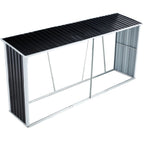 Galvanized Steel Firewood Rack with Roof - Gray